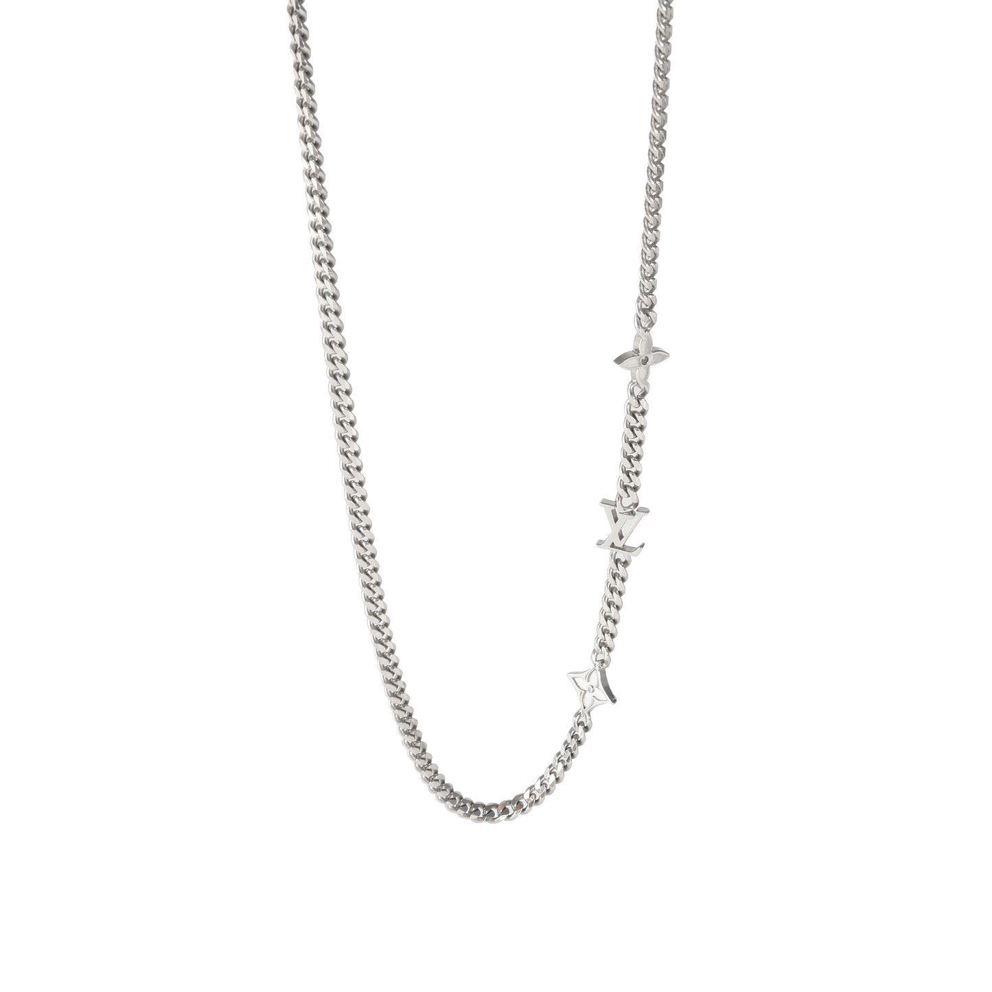 Louis Vuitton Sier ToneMonogram Row Necklace