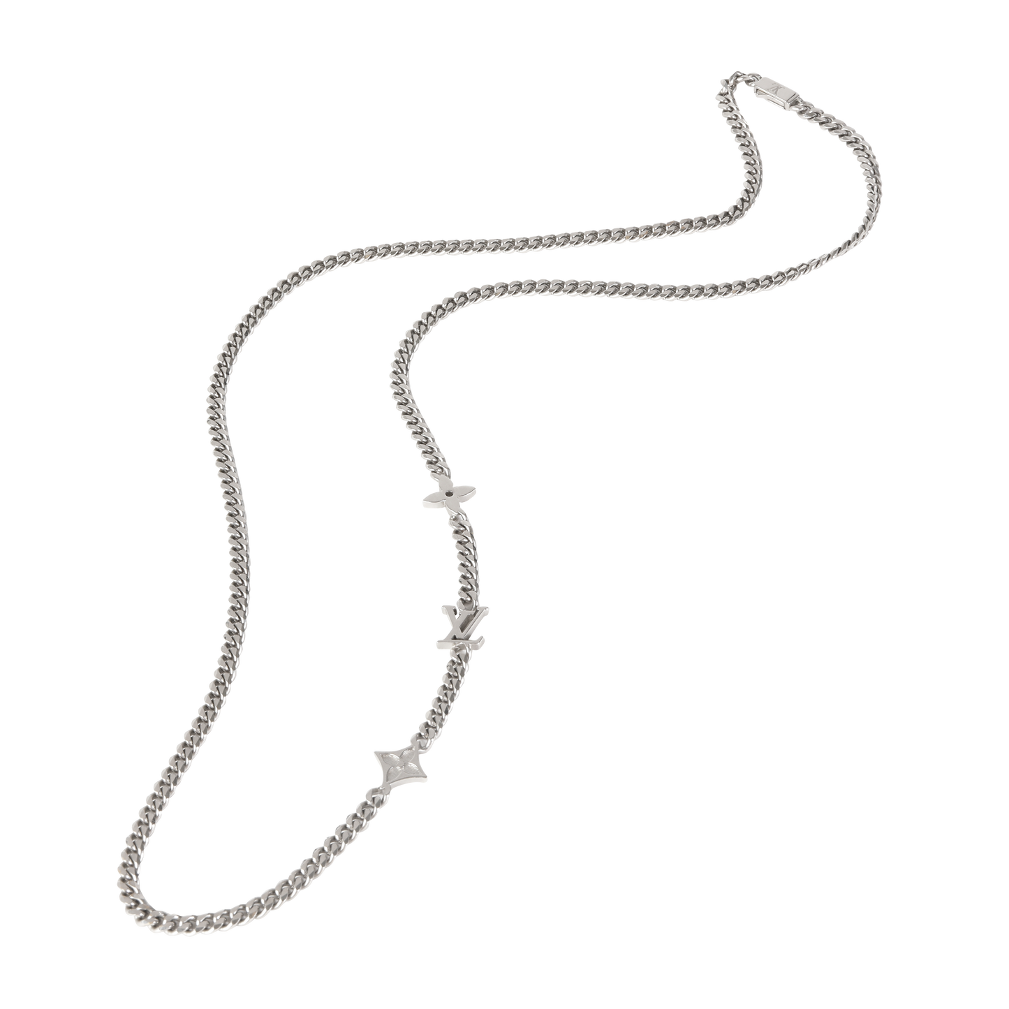 Louis Vuitton Sier ToneMonogram Row Necklace