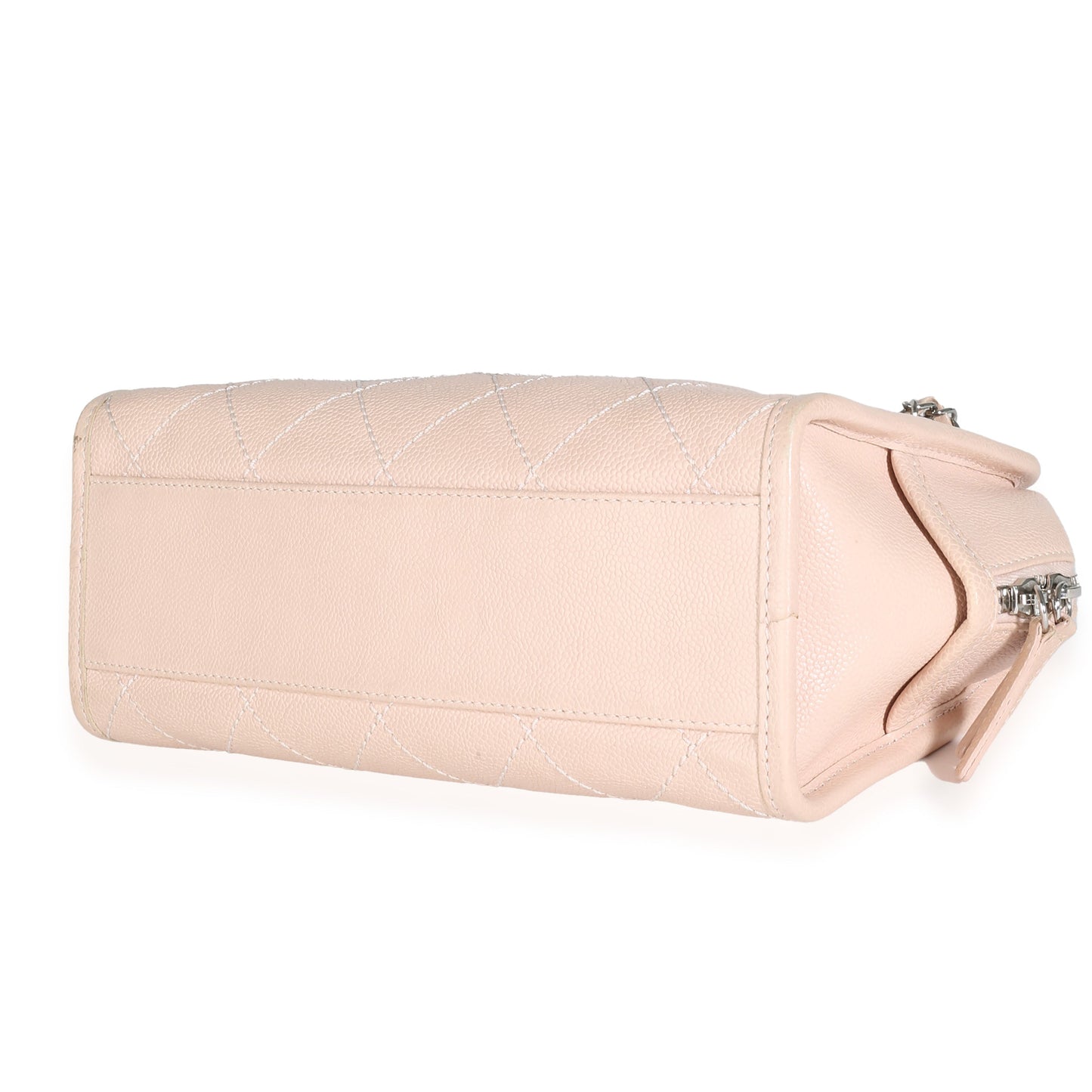 Chanel Pink Quilted Caviar Small Deauville Bowling Handbag