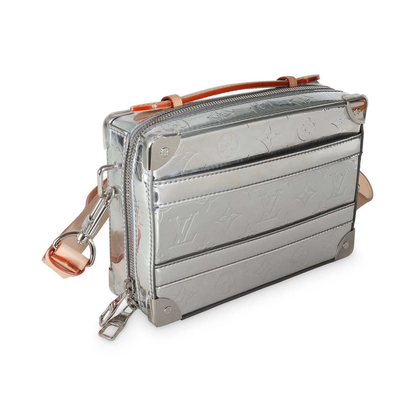 Louis Vuitton Sier Monogram Mirror Vinyl Handle Trunk