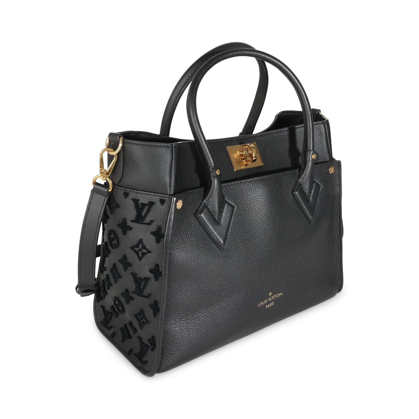 Louis Vuitton Black Calfskin Tufted Monogram On My Side
