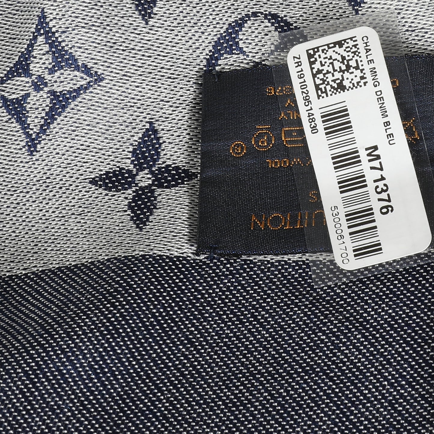 Louis Vuitton Blue Denim Silk Wool Monogram Shine Shawl