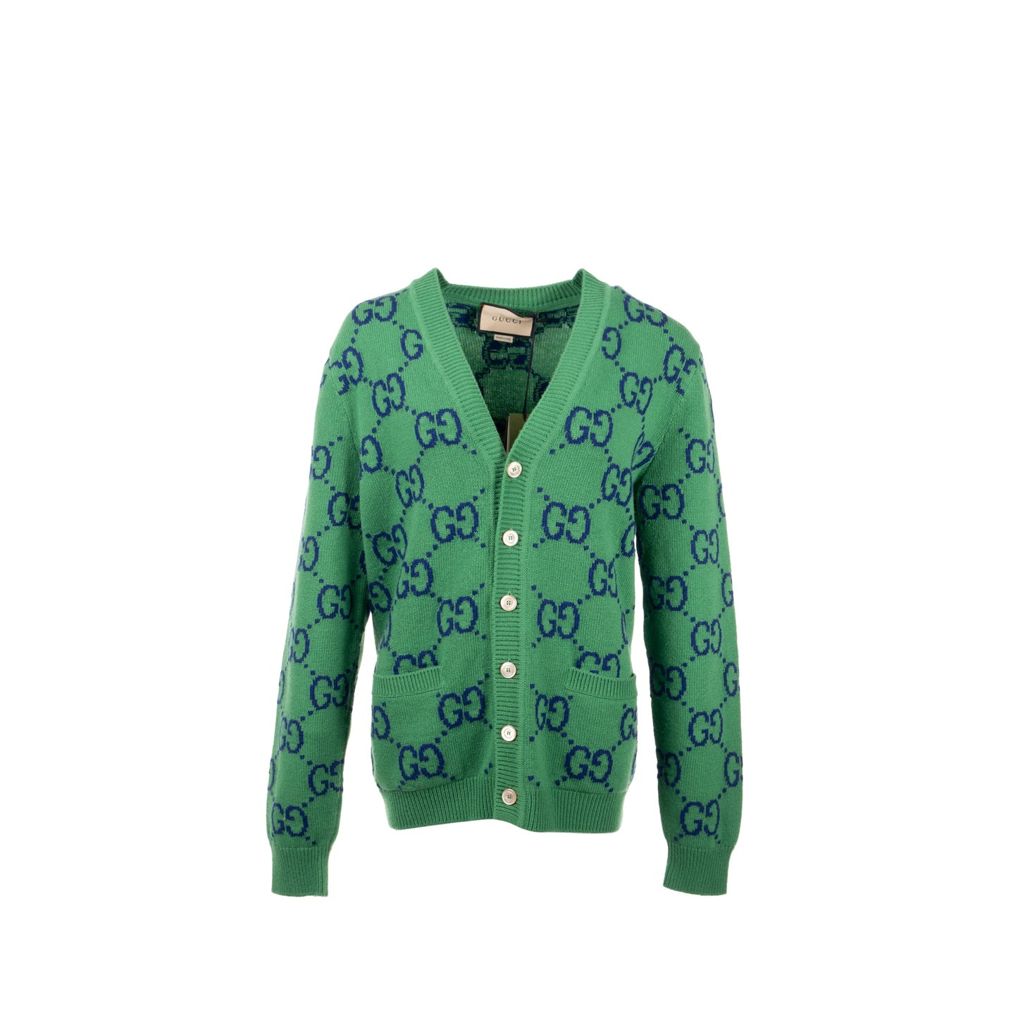 Gucci size S Knitted cardigan wool/laine Green/multicolour