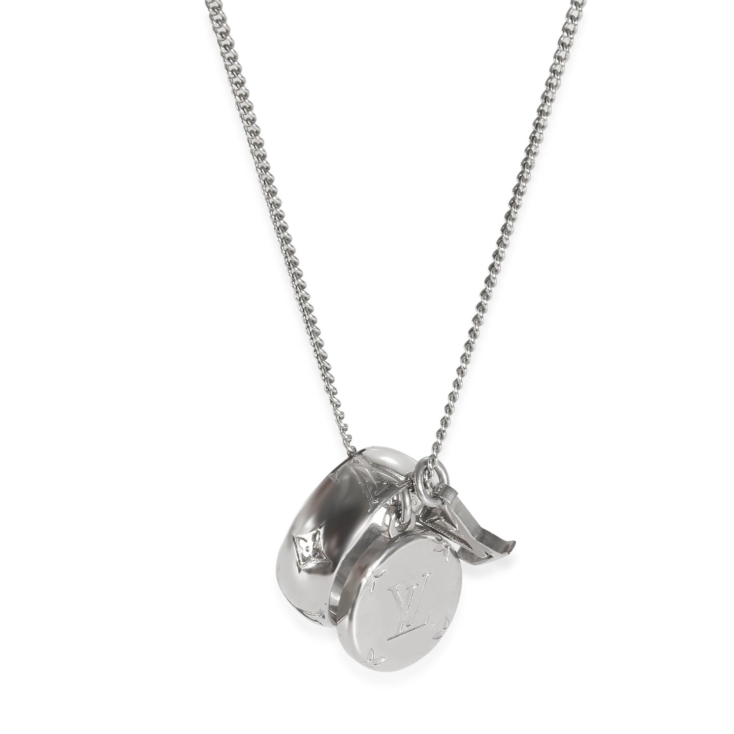 Louis Vuitton Monogram Charms Sier Tone Necklace