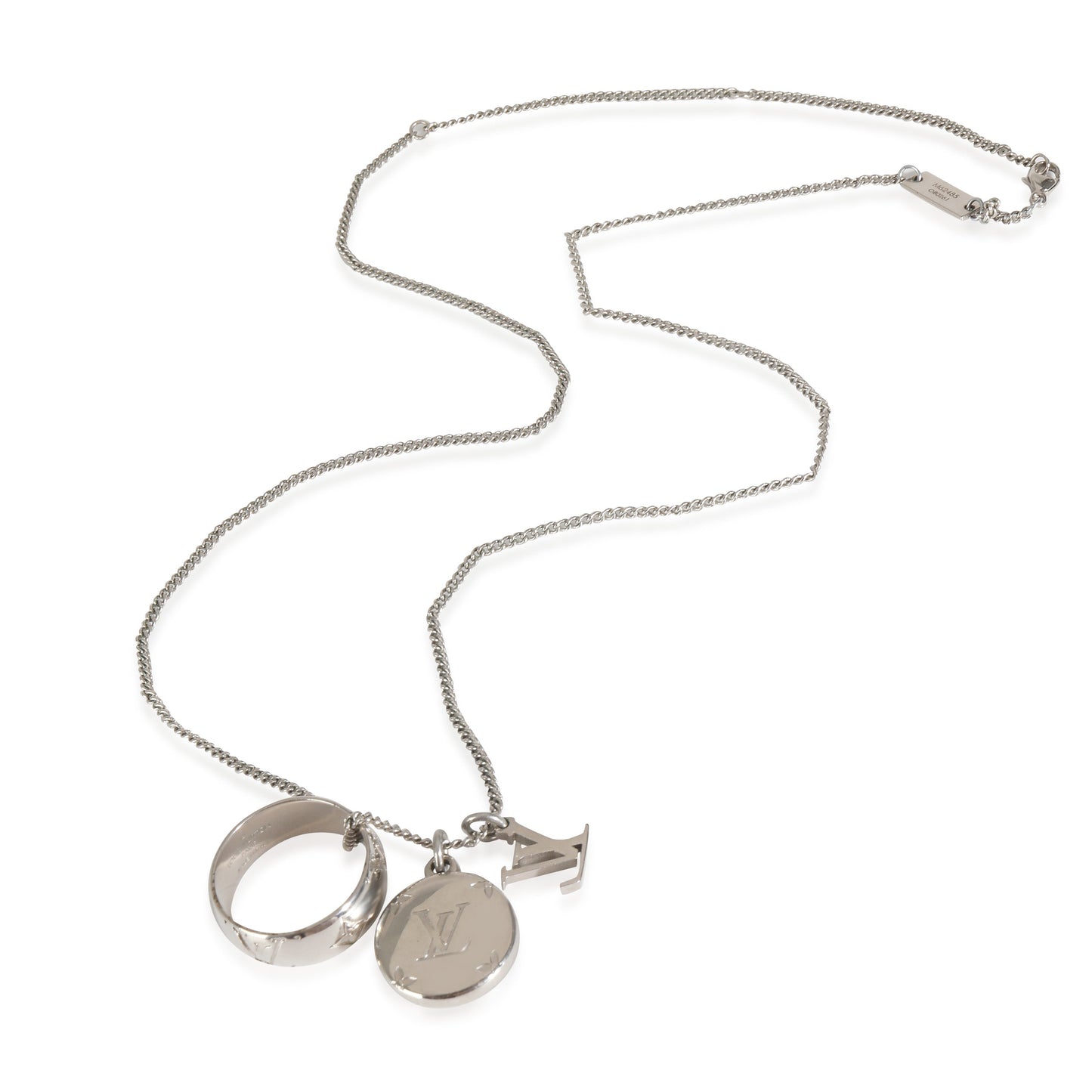 Louis Vuitton Monogram Charms Sier Tone Necklace