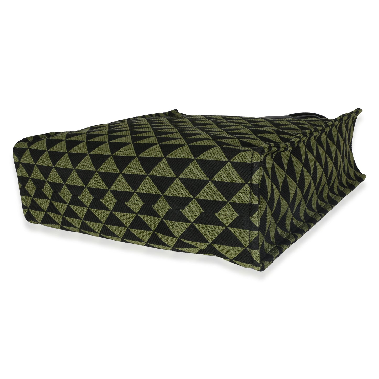Prada Black Green Jacquard Triangolo Symbole Shopping Tote