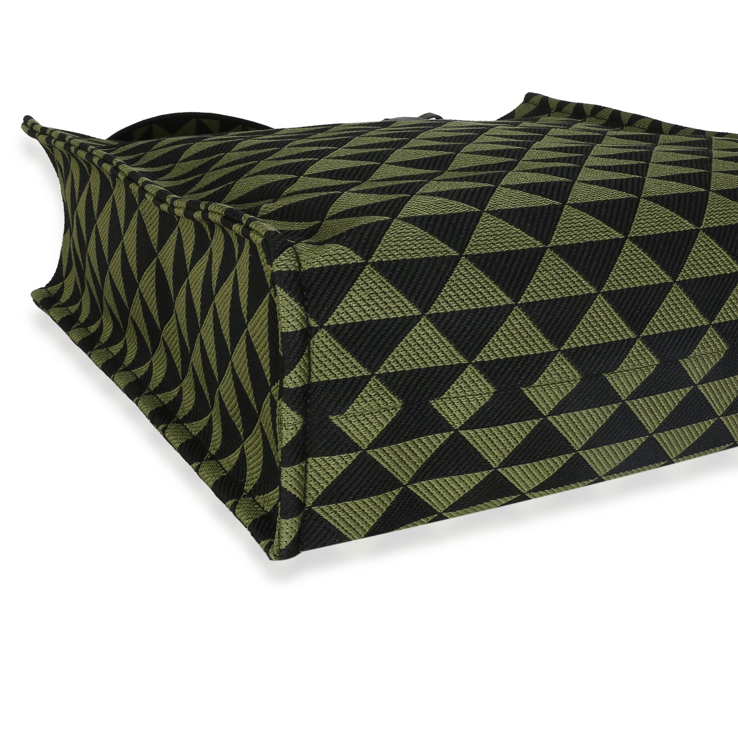 Prada Black Green Jacquard Triangolo Symbole Shopping Tote