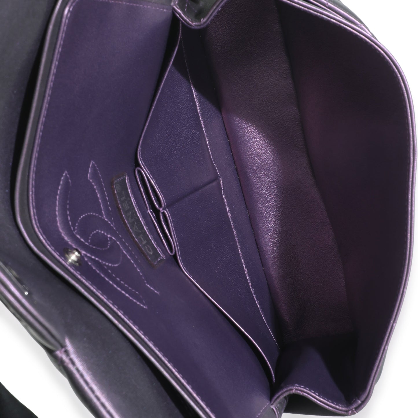 Chanel Purple Quilted Iridescent Lambskin Medium Classic Double Flap Bag