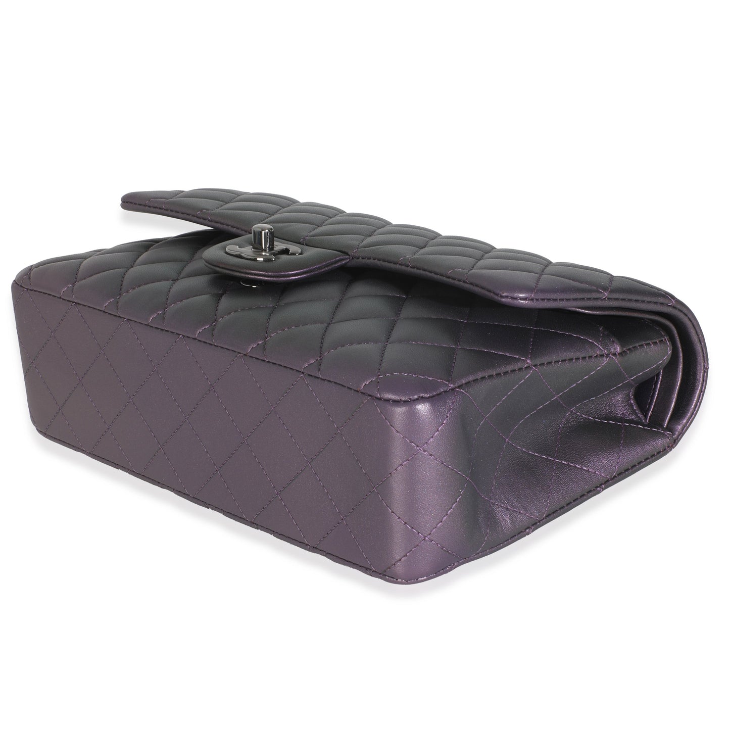 Chanel Purple Quilted Iridescent Lambskin Medium Classic Double Flap Bag