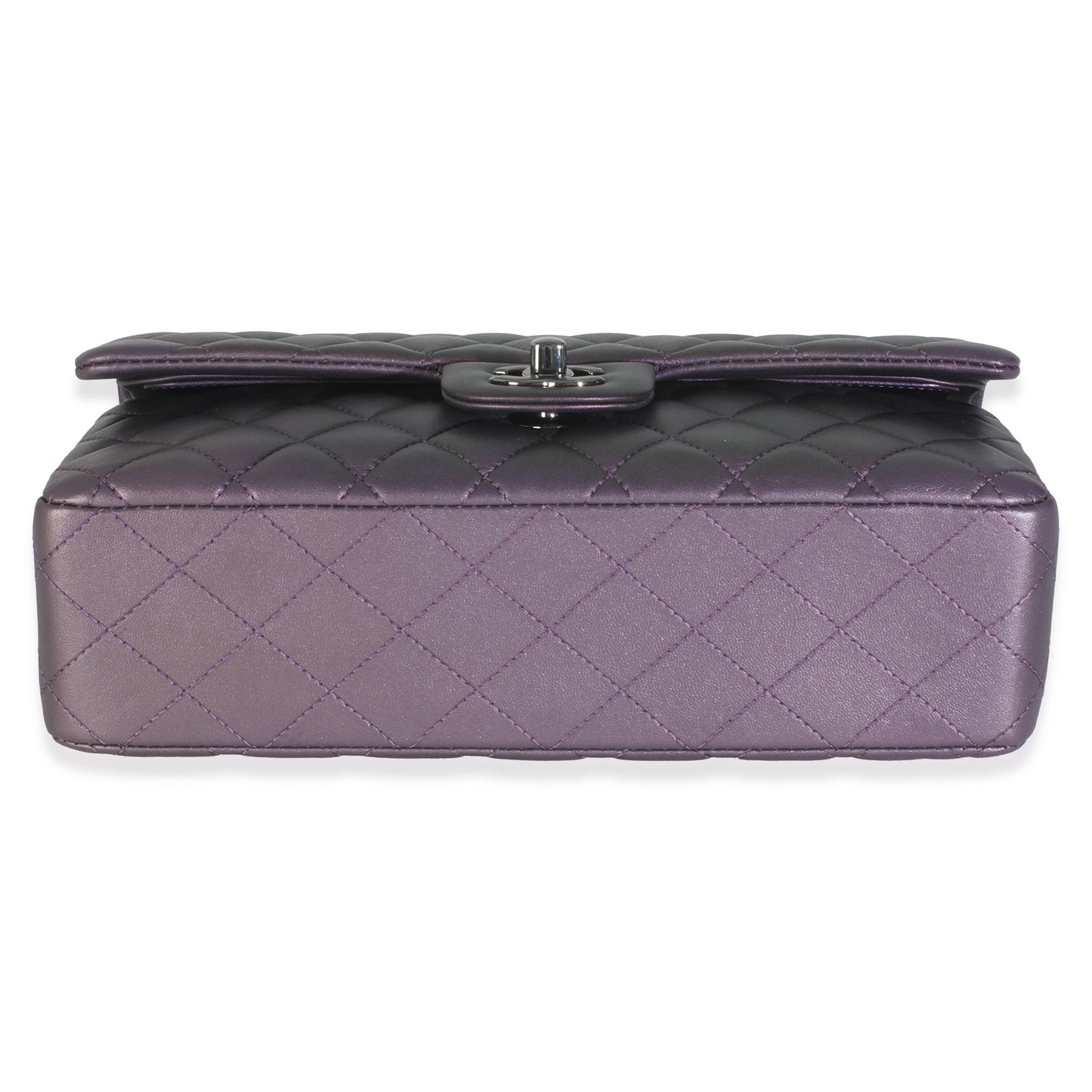 Chanel Purple Quilted Iridescent Lambskin Medium Classic Double Flap Bag