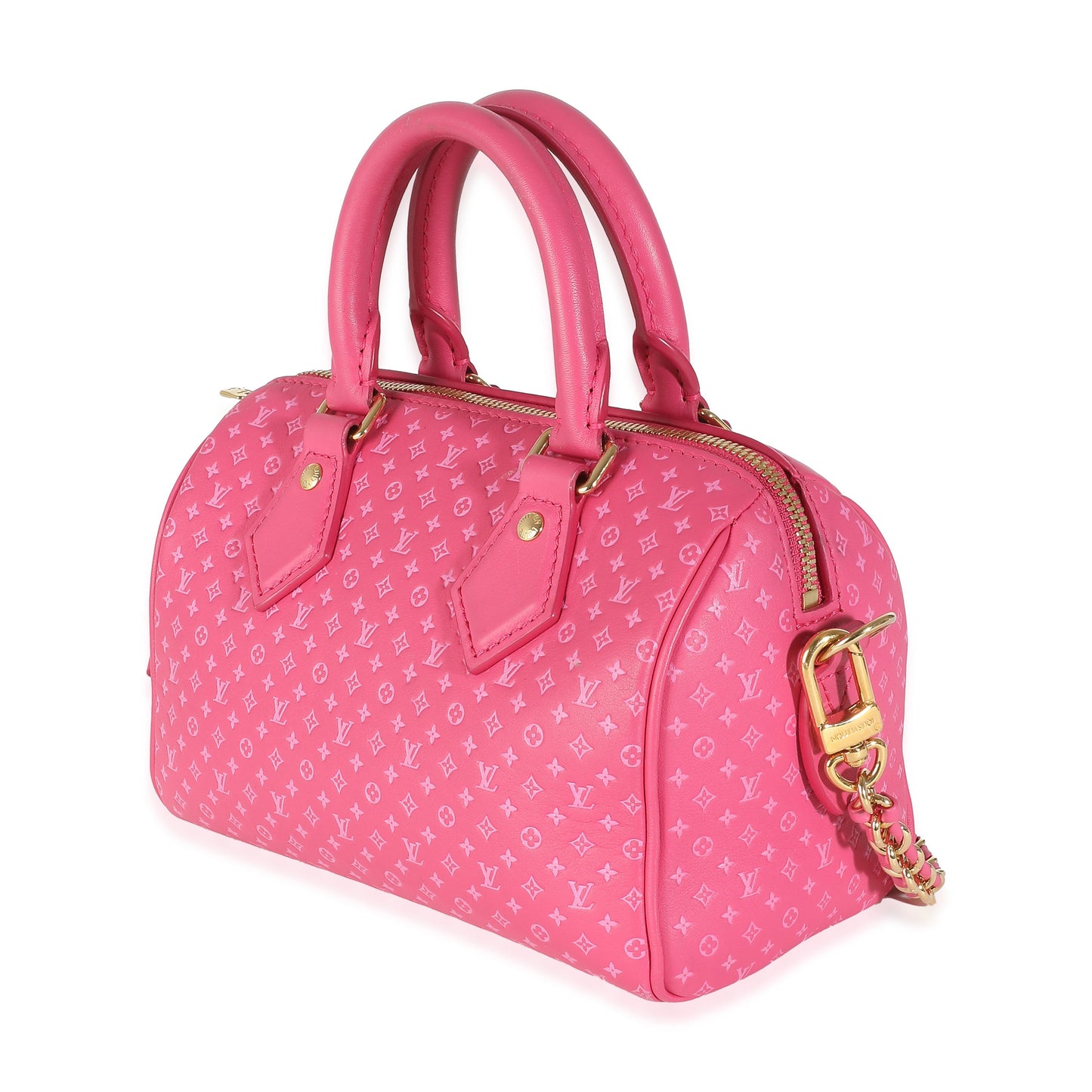 Louis Vuitton Rose Nanogram Embossed Calfskin Speedy Bandouliere 20