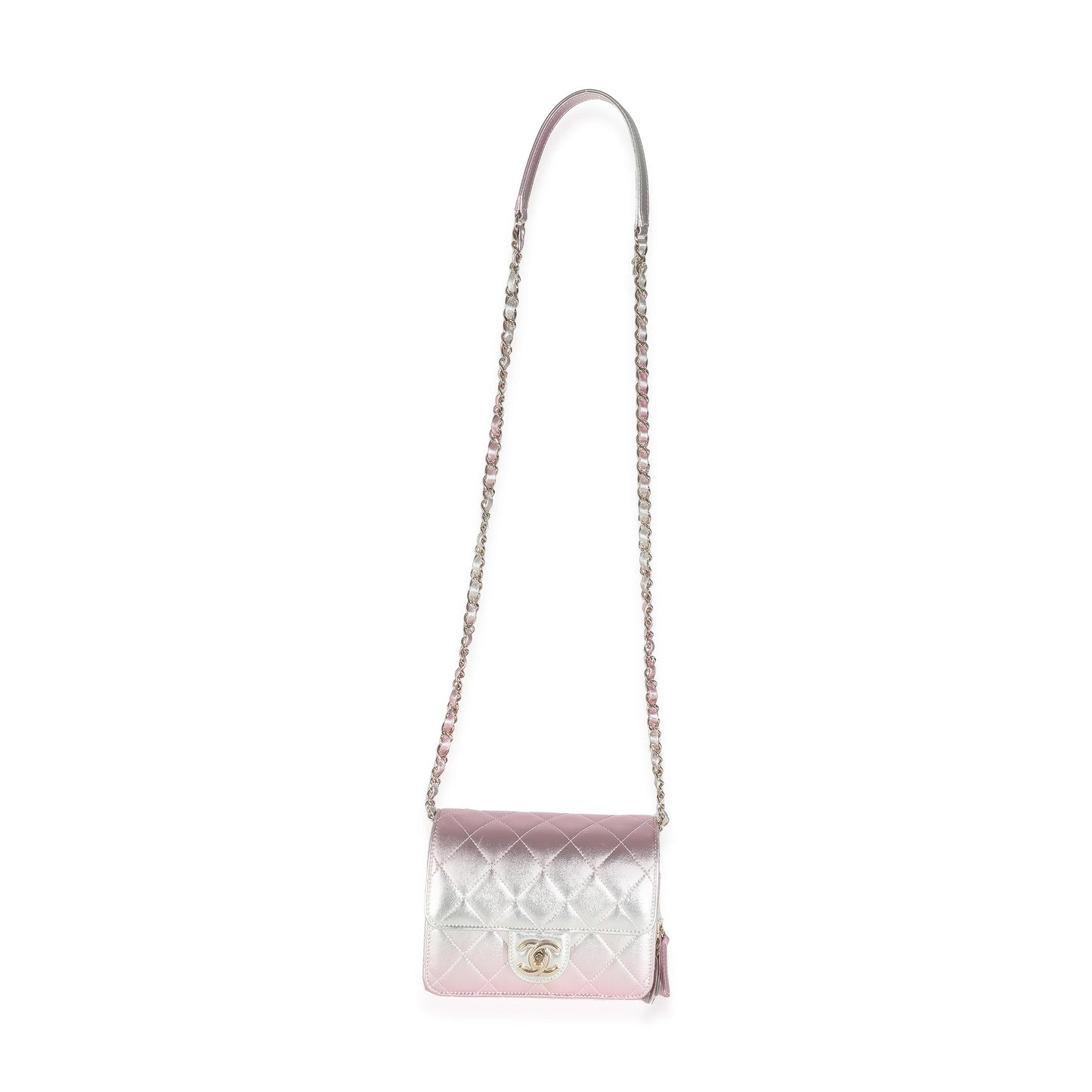 Chanel Gold Pink Ombre Metallic Lambskin Like A Wallet Flap Bag