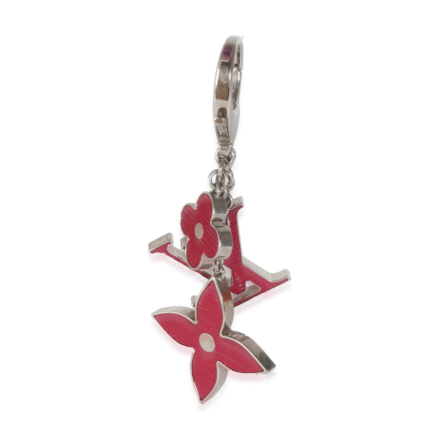 Louis Vuitton Fuchsia Sier Metal Fleur d Epi Bag Charm