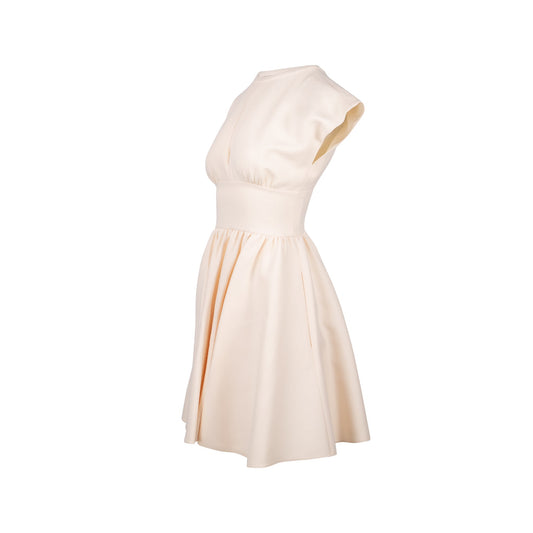 Size 34 Sleeveless Mini Dress Wool/Silk Ecru