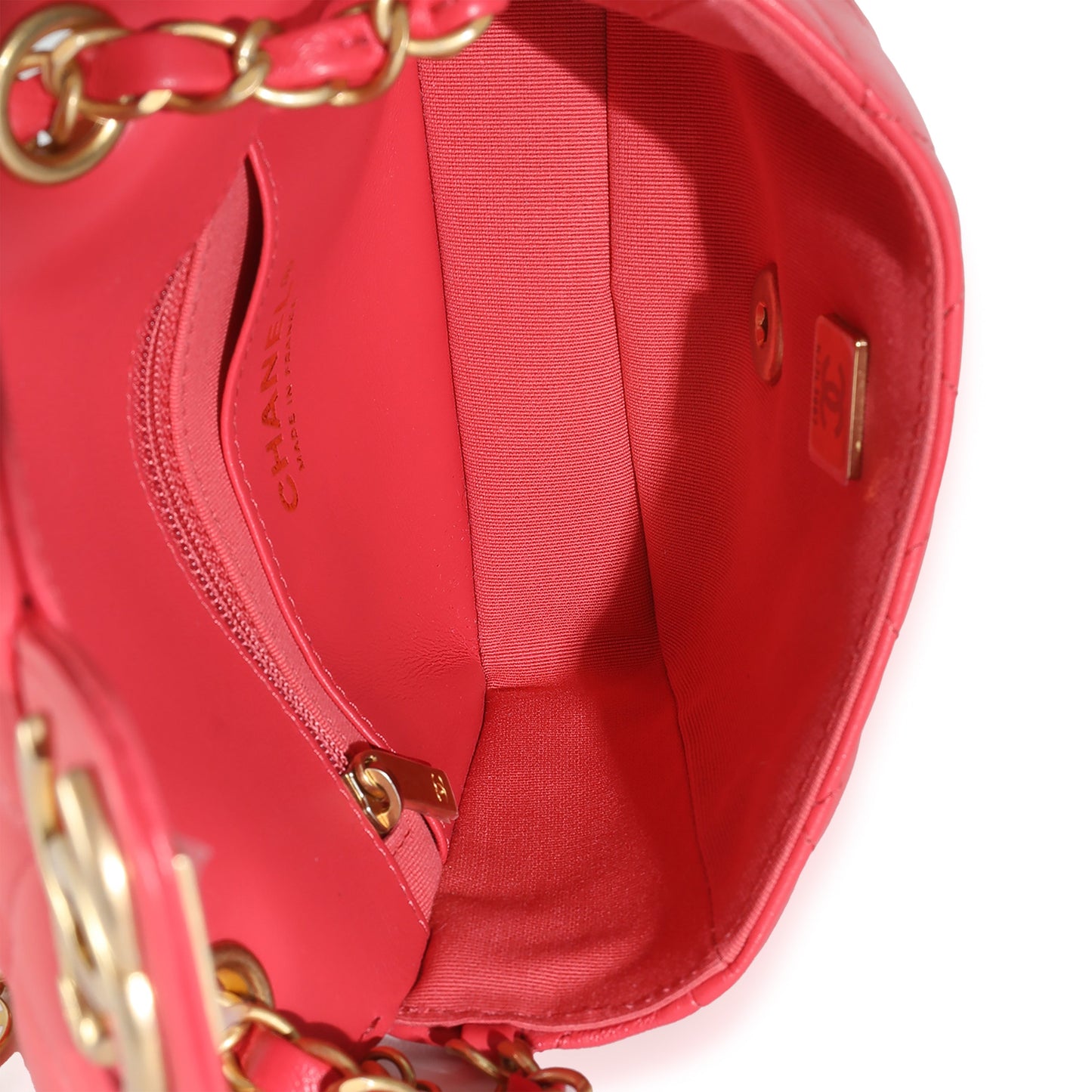 Chanel Red Quilted Lambskin Coco Pins Mini Flap Bag