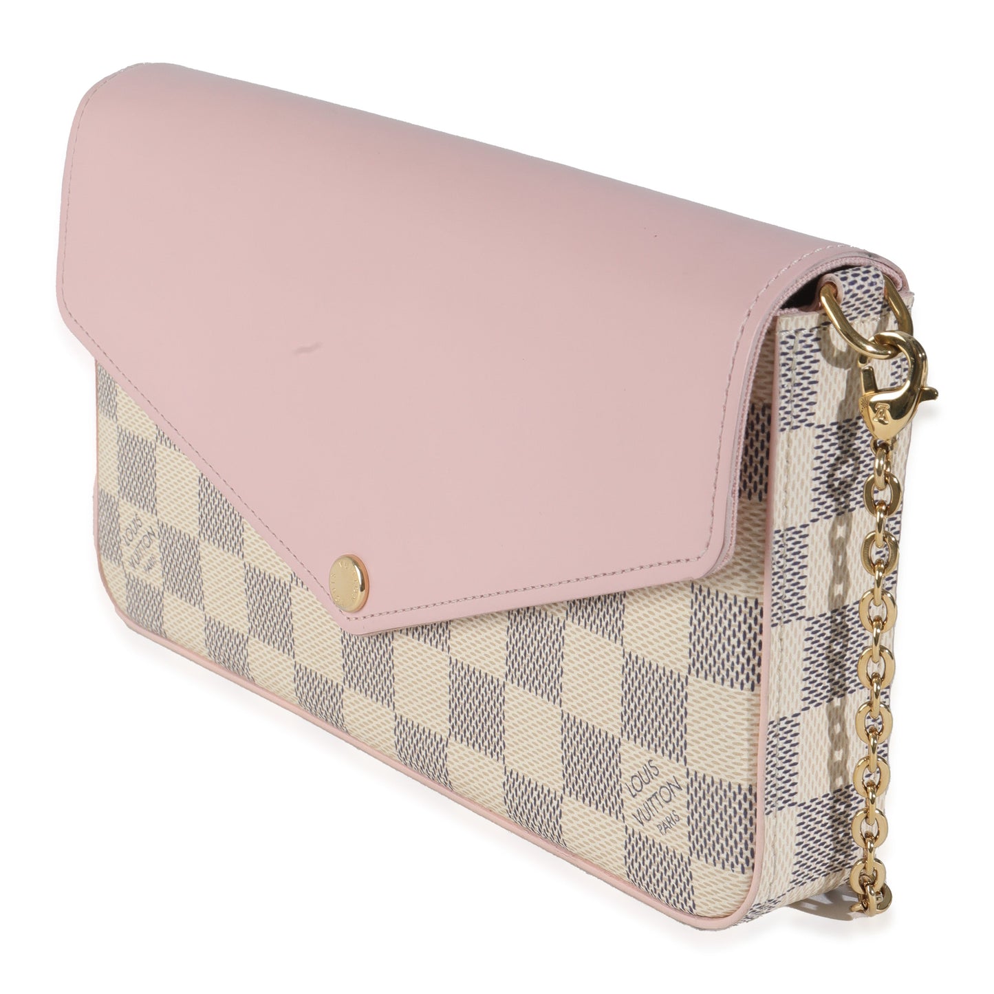 Louis Vuitton Eau De Rose Calfskin Damier Azur Canvas Felicie Pochette
