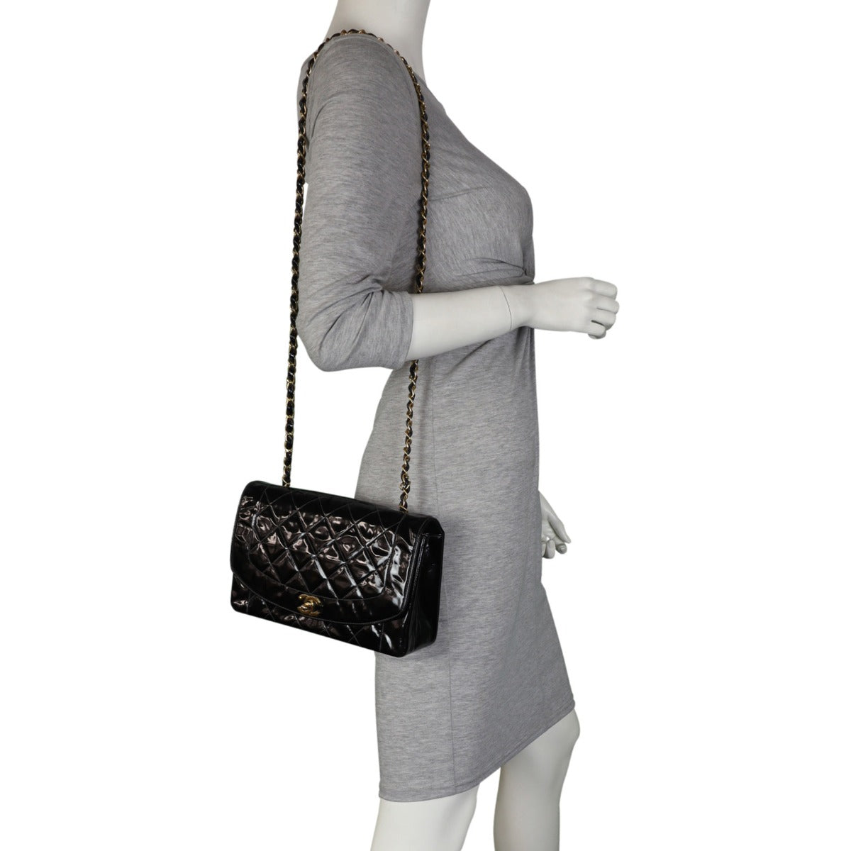 Chanel Quilted Diana Patent Flap Bag | Gold Hardware