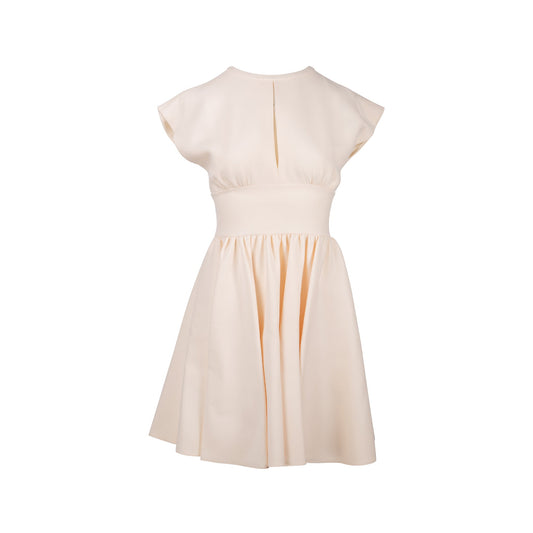 Size 34 Sleeveless Mini Dress Wool/Silk Ecru