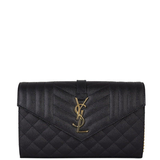 Saint Laurent Monogram Mix Matelasse Envelope Wallet on Chain
