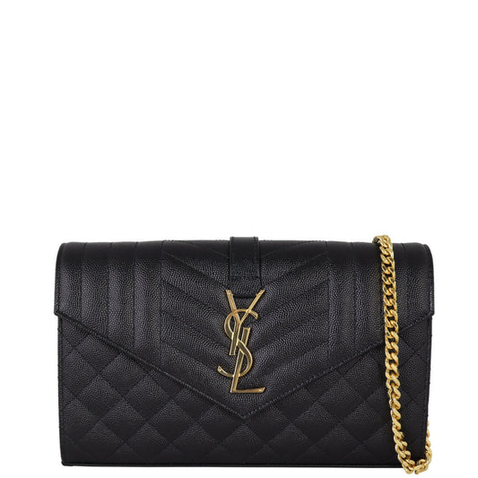 Saint Laurent Monogram Mix Matelasse Envelope Wallet on Chain