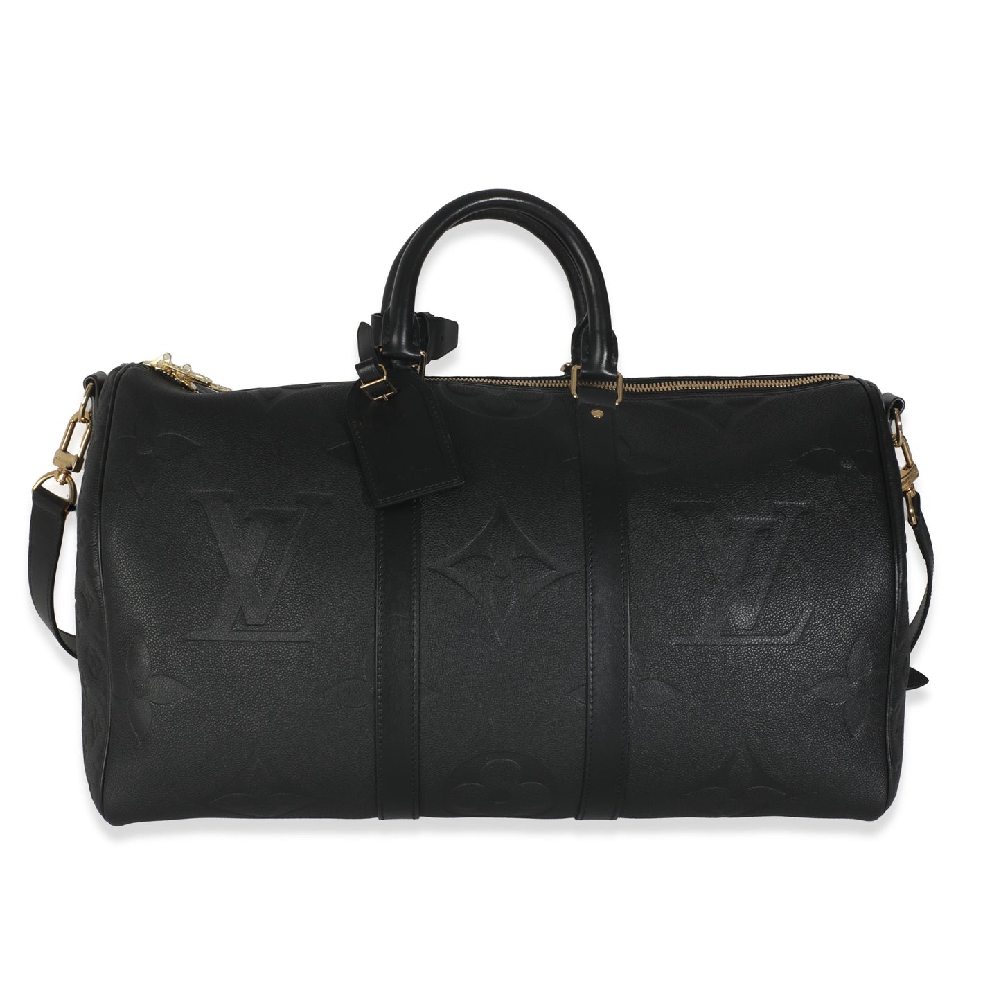 Louis Vuitton Black Monogram Empreinte Giant Keepall Bandouliere 45
