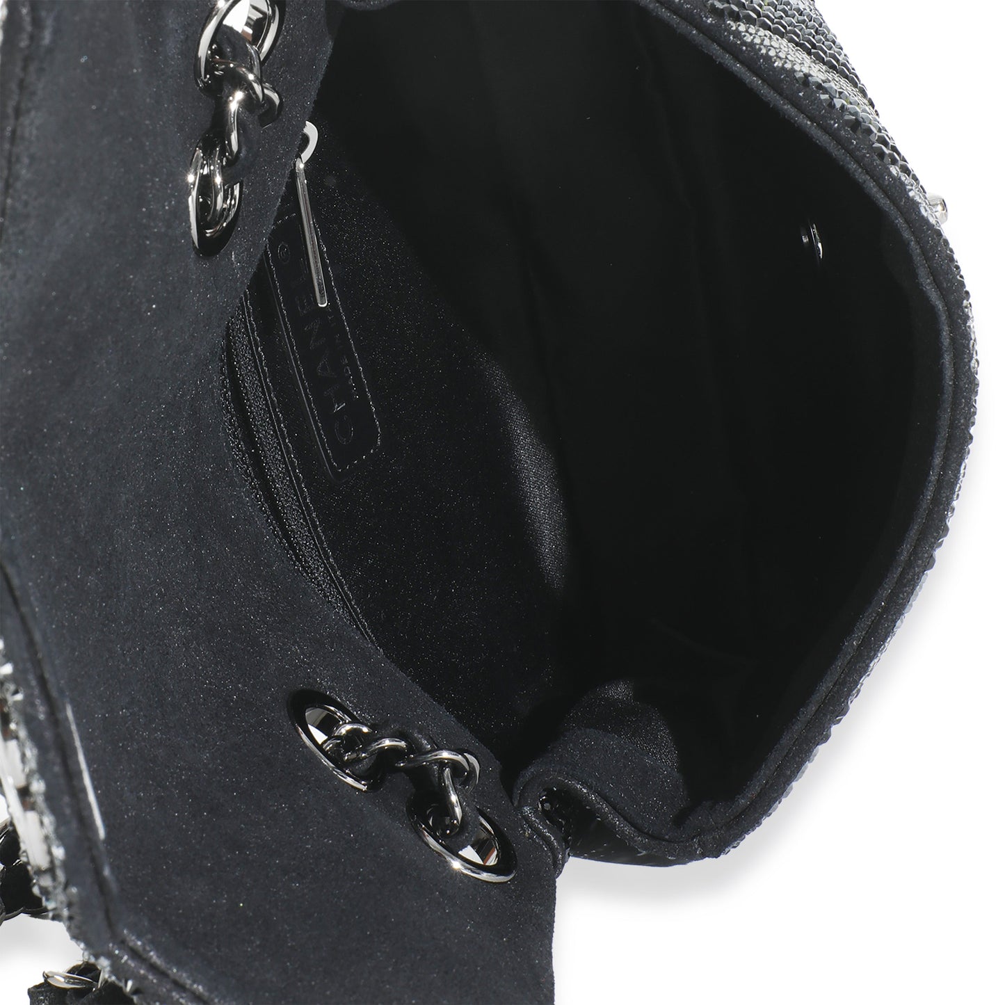 Chanel Black Strass CC Chevron Mini Flap Bag