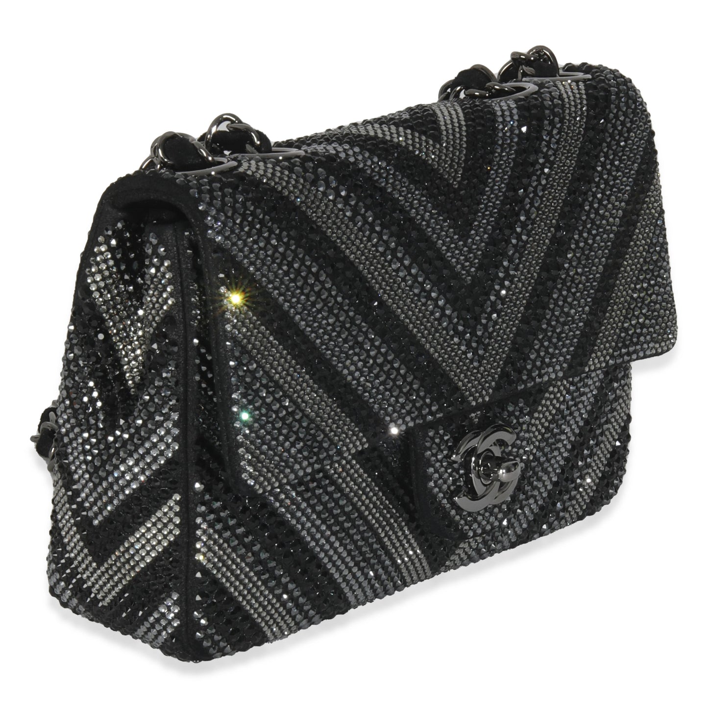 Chanel Black Strass CC Chevron Mini Flap Bag