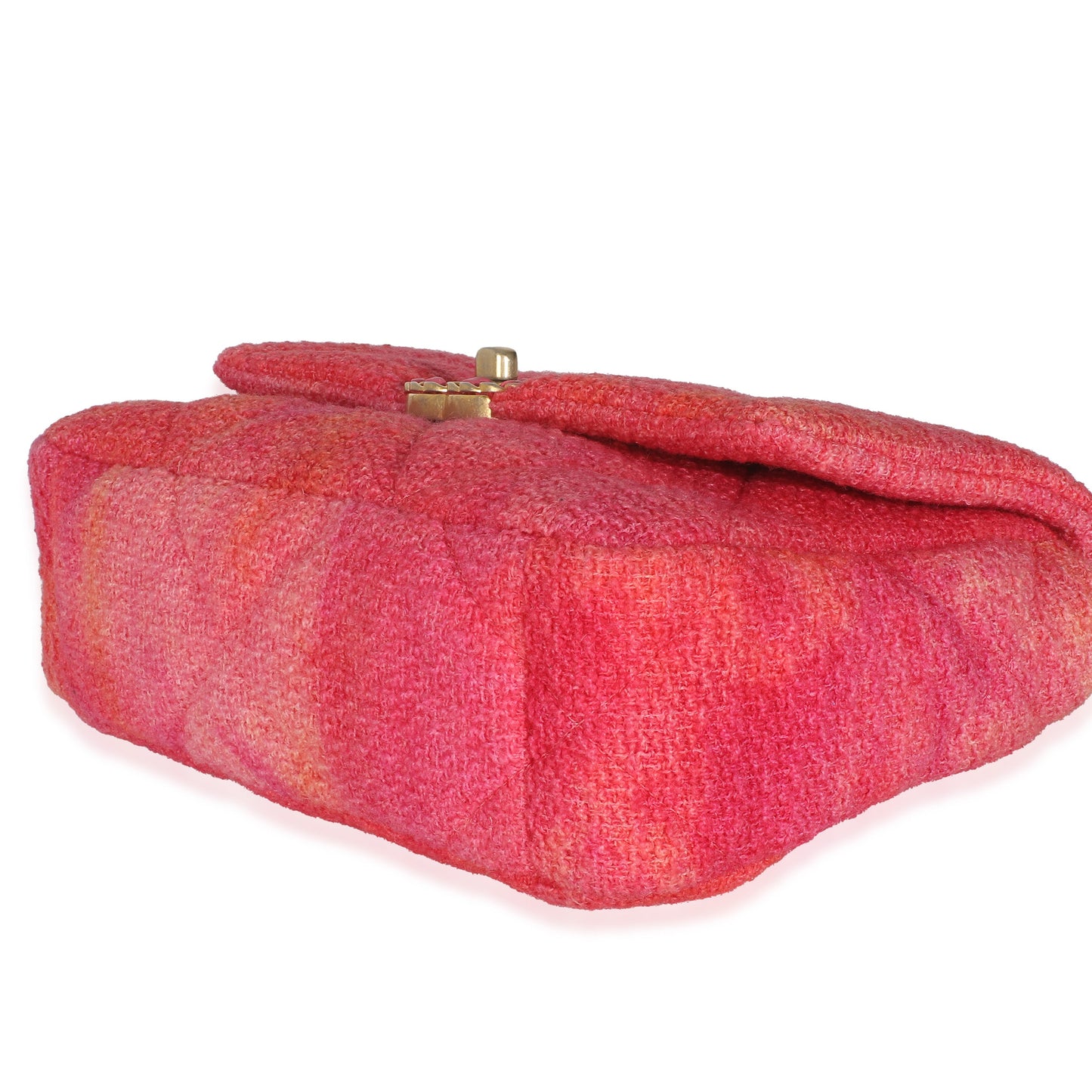 Chanel Coral Pink Tweed Quilted Medium Chanel 19 Flap Bag