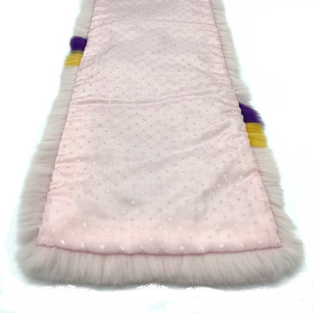 LOUIS VUITTON Scarf M70272 Silk, Fur pink LV logo Escalp Women