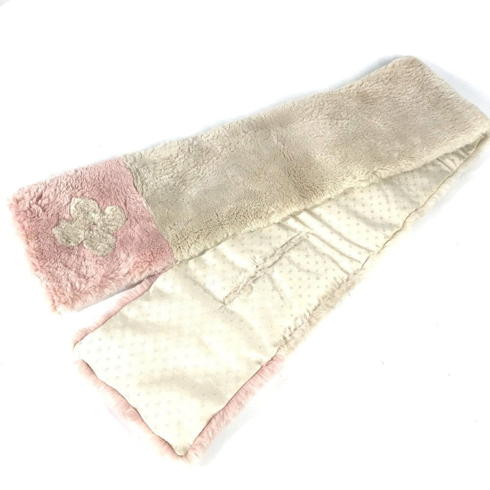 LOUIS VUITTON Scarf M70873 Fur, Beaver pink Fur Tippet Logo Bicolor Echarpe LV In The City Women