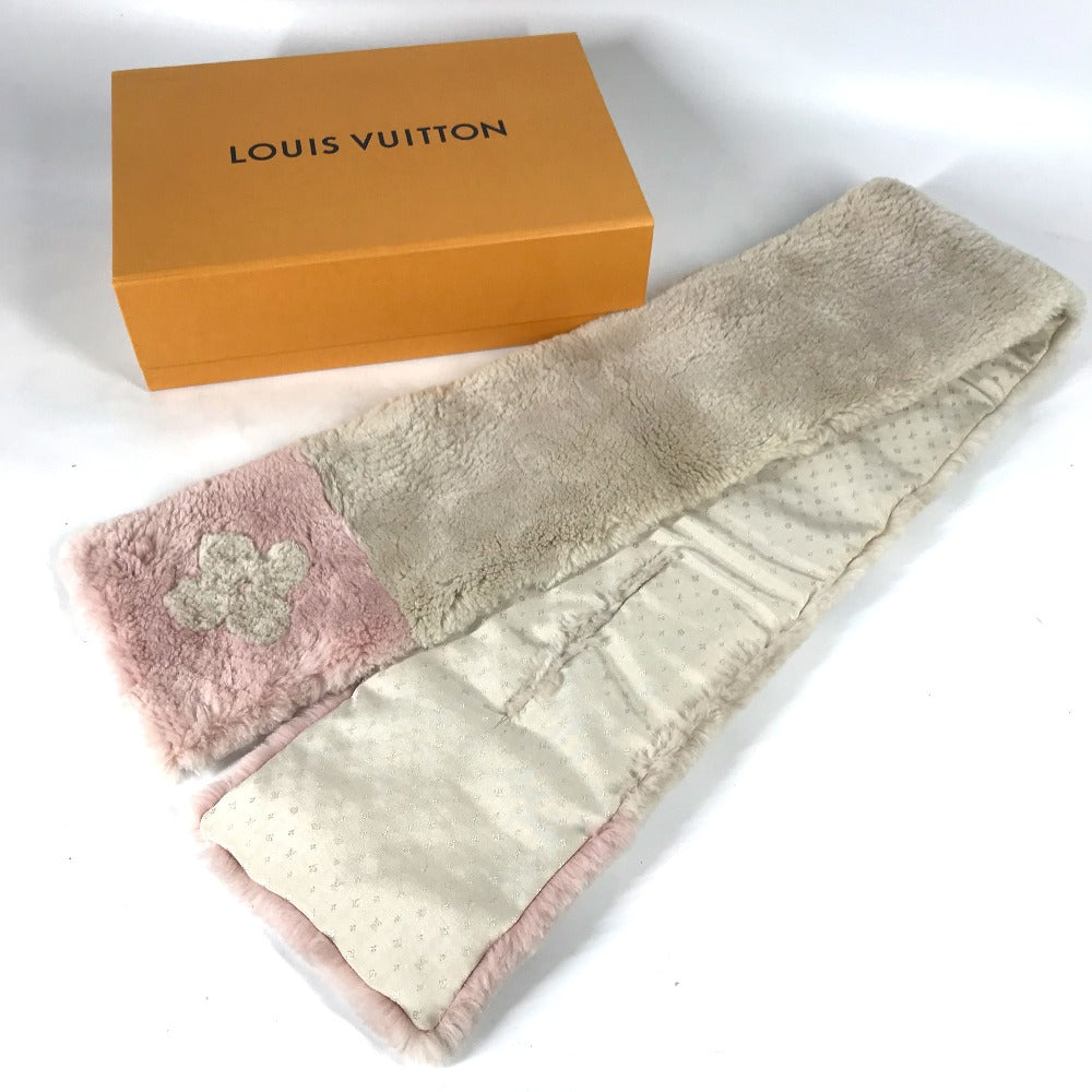 LOUIS VUITTON Scarf M70873 Fur, Beaver pink Fur Tippet Logo Bicolor Echarpe LV In The City Women