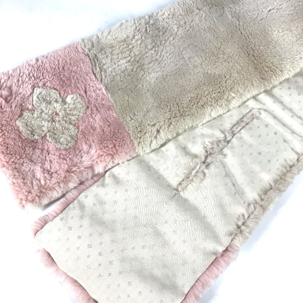 LOUIS VUITTON Scarf M70873 Fur, Beaver pink Fur Tippet Logo Bicolor Echarpe LV In The City Women