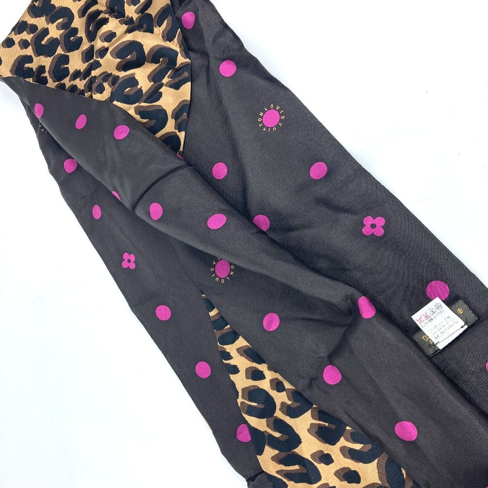 LOUIS VUITTON Scarf silk Brown Leopard logo snood Women
