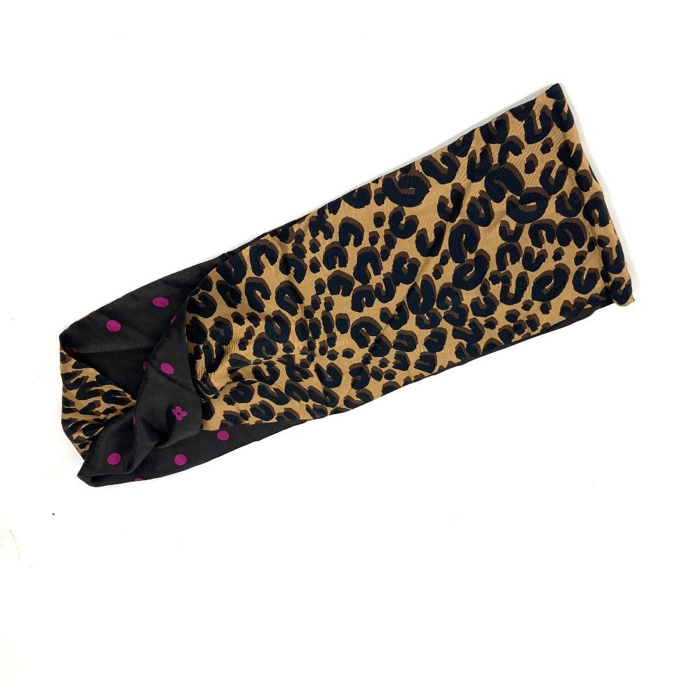 LOUIS VUITTON Scarf silk Brown Leopard logo snood Women