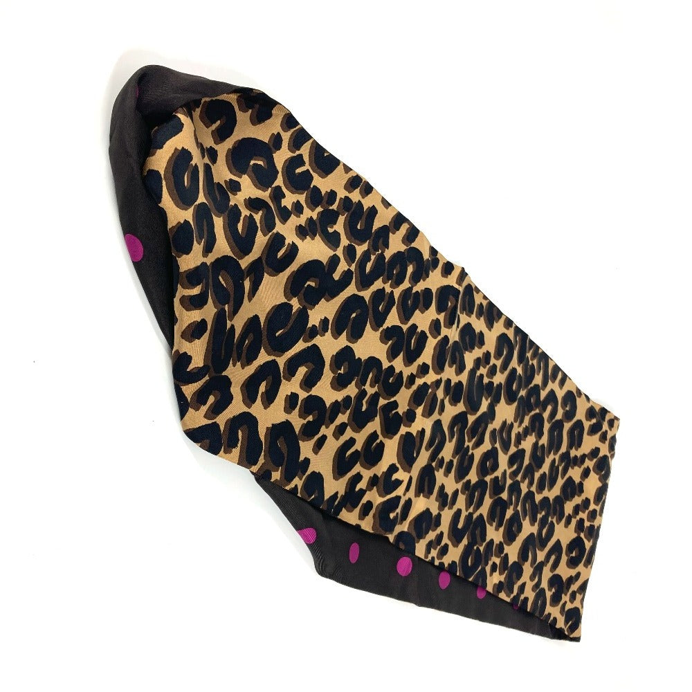 LOUIS VUITTON Scarf silk Brown Leopard logo snood Women