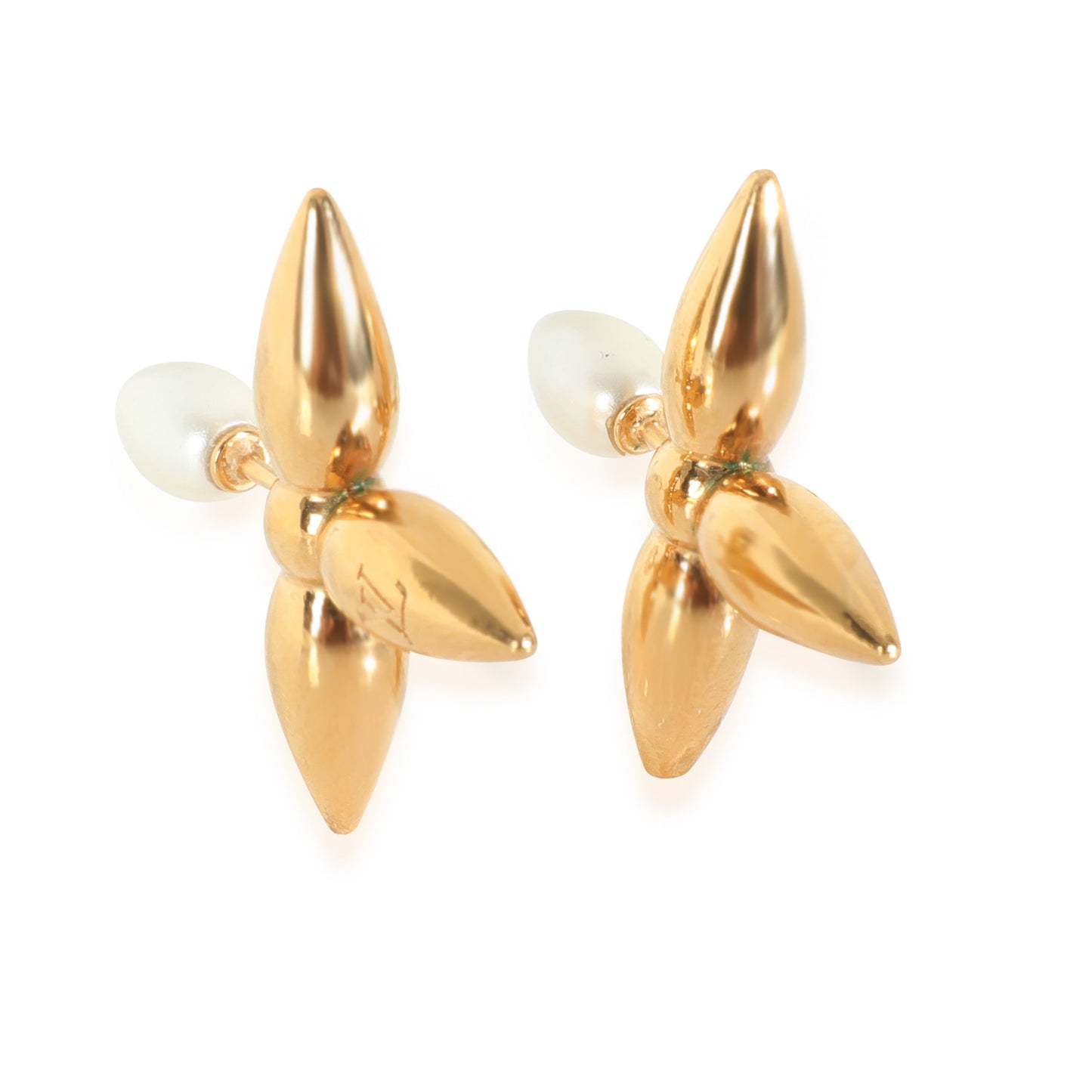 Louis Vuitton Gold-Plated  Faux Pearl Louisette Earrings
