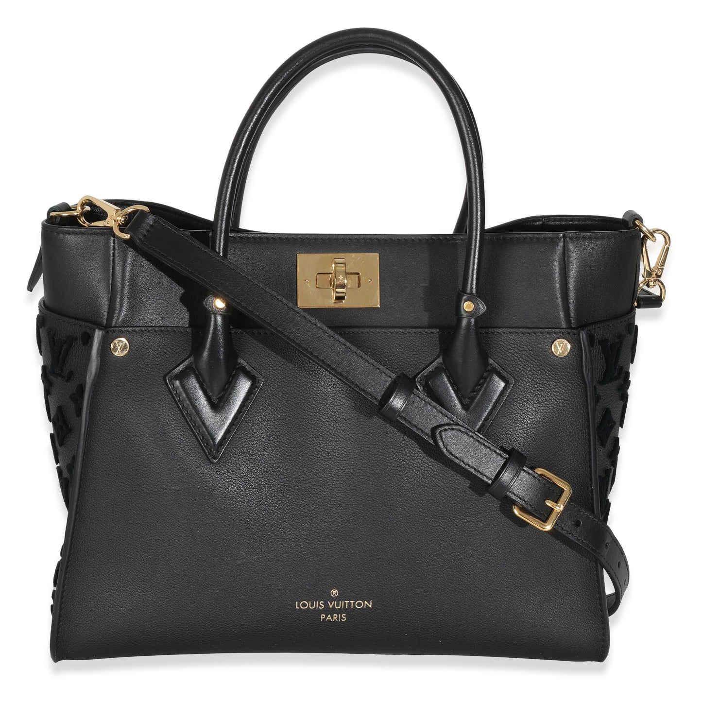 Louis Vuitton Black Calfskin Monogram Tufting On My Side MM