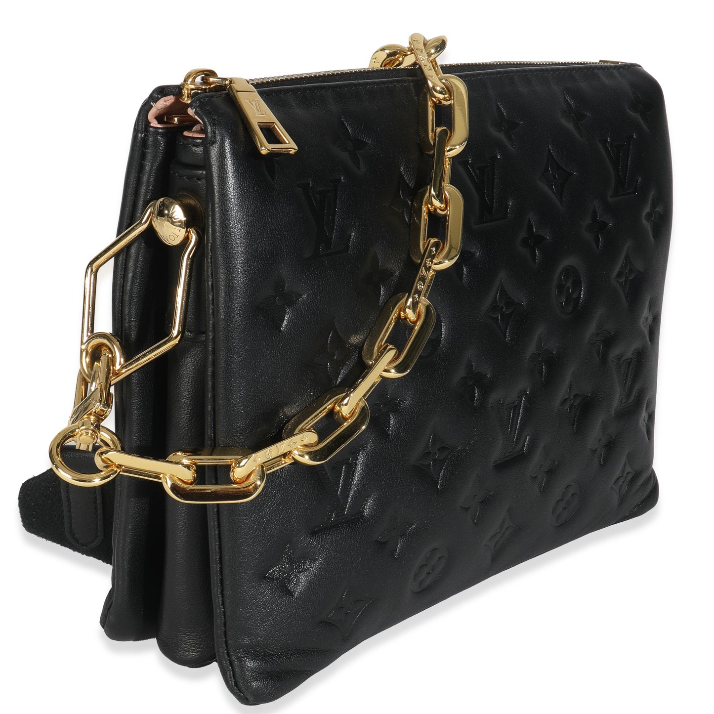 Louis Vuitton Black Monogram Embossed Lambskin Coussin PM