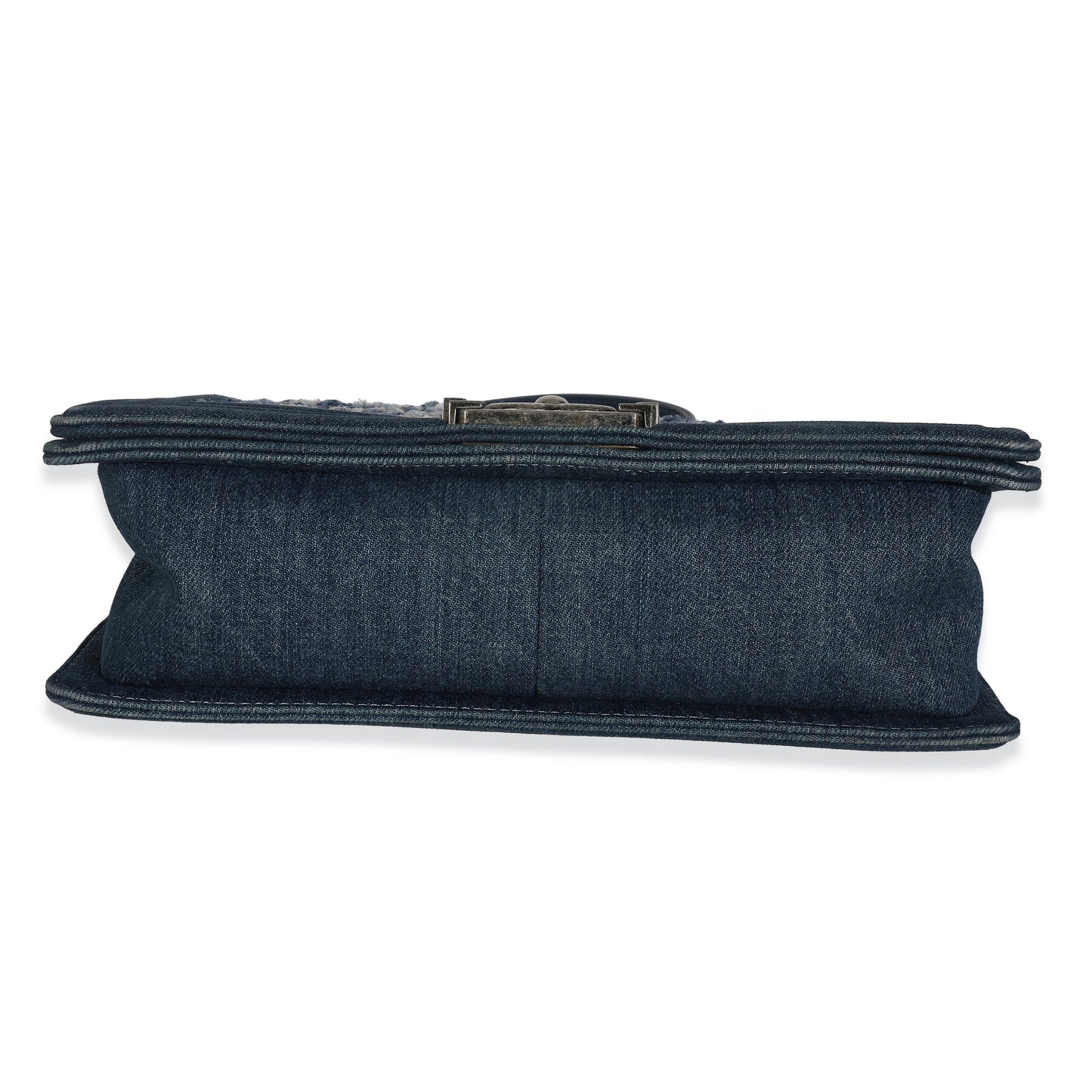 Chanel Blue Multicolor Denim Quilted Tweed Old Medium Boy Bag