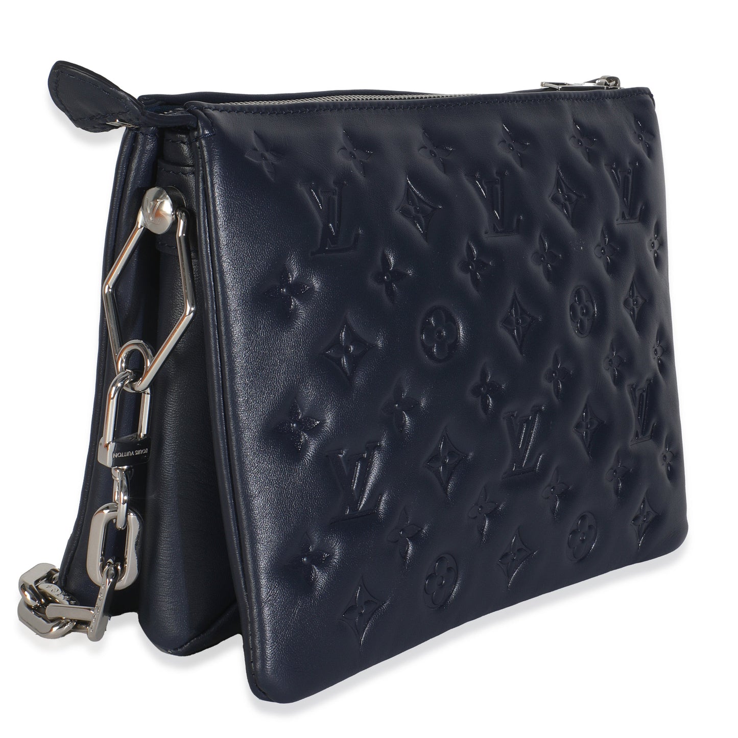 Louis Vuitton Navy Monogram Embossed Lambskin Coussin PM