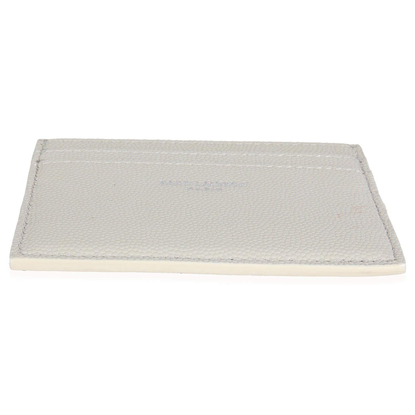 Saint Laurent White Grain De Poudre Credit Card Case