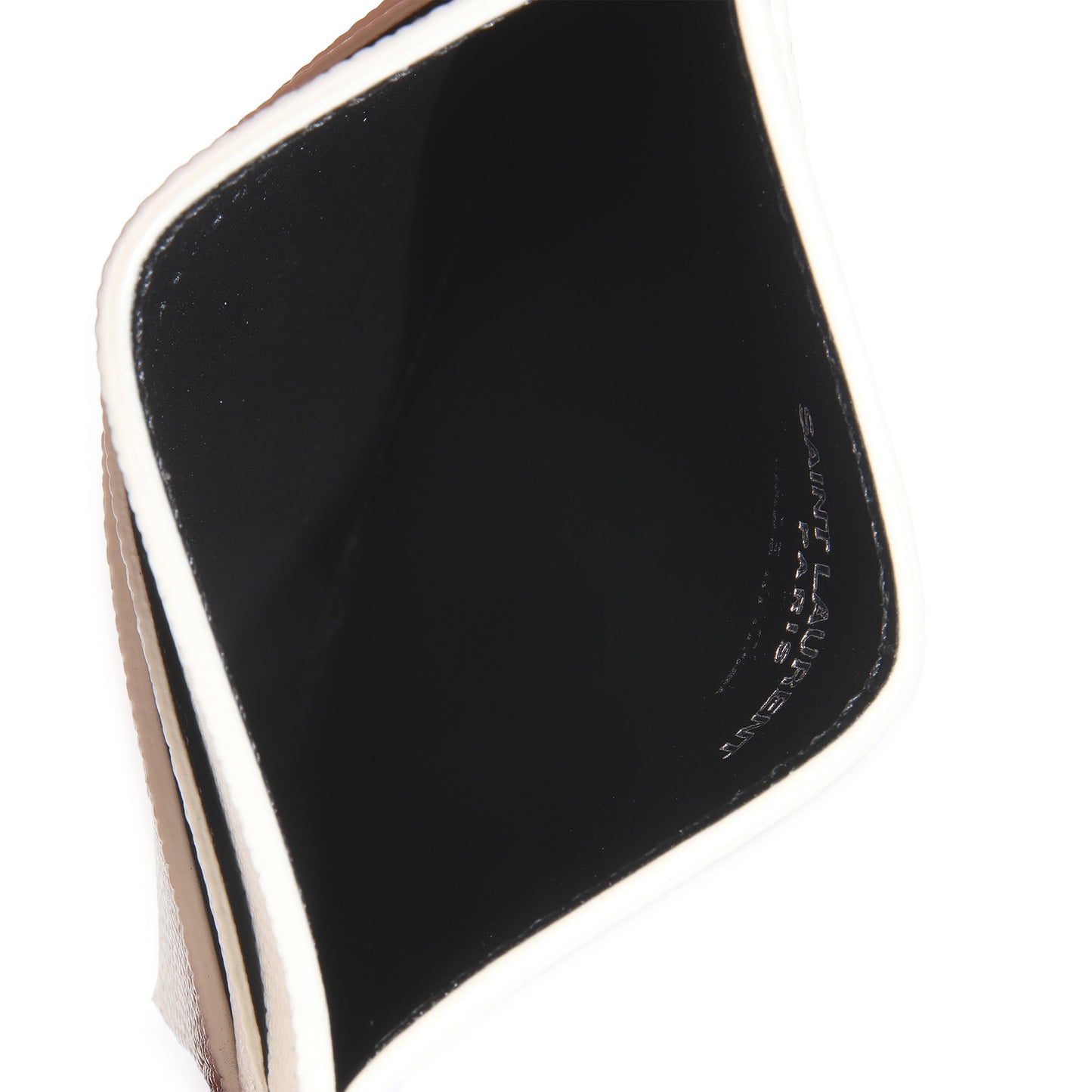 Saint Laurent White Grain De Poudre Credit Card Case