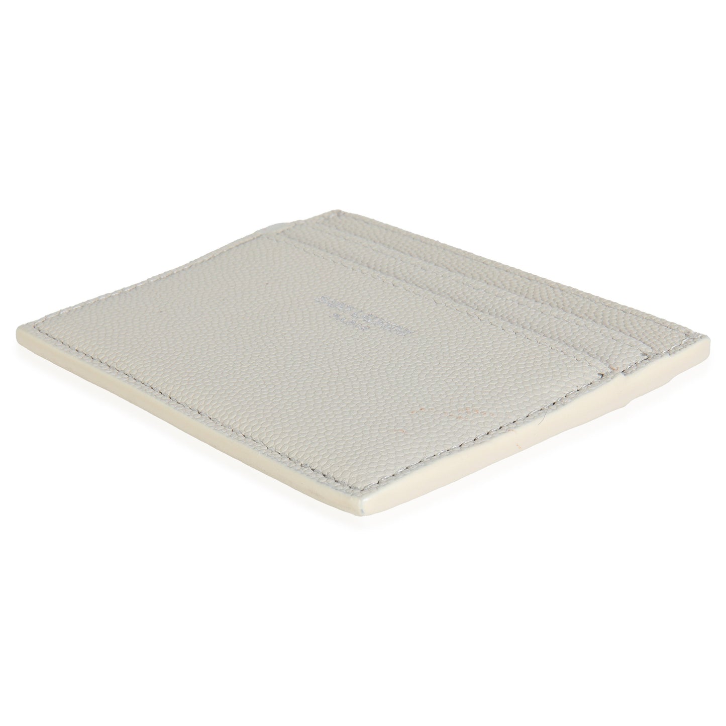Saint Laurent White Grain De Poudre Credit Card Case