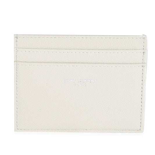 Saint Laurent White Grain De Poudre Credit Card Case