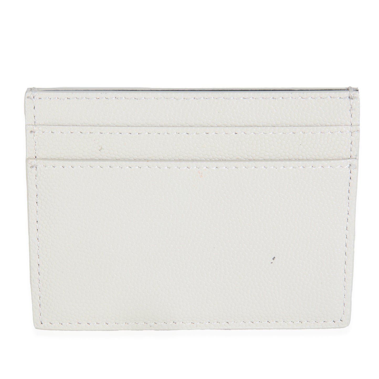 Saint Laurent White Grain De Poudre Credit Card Case