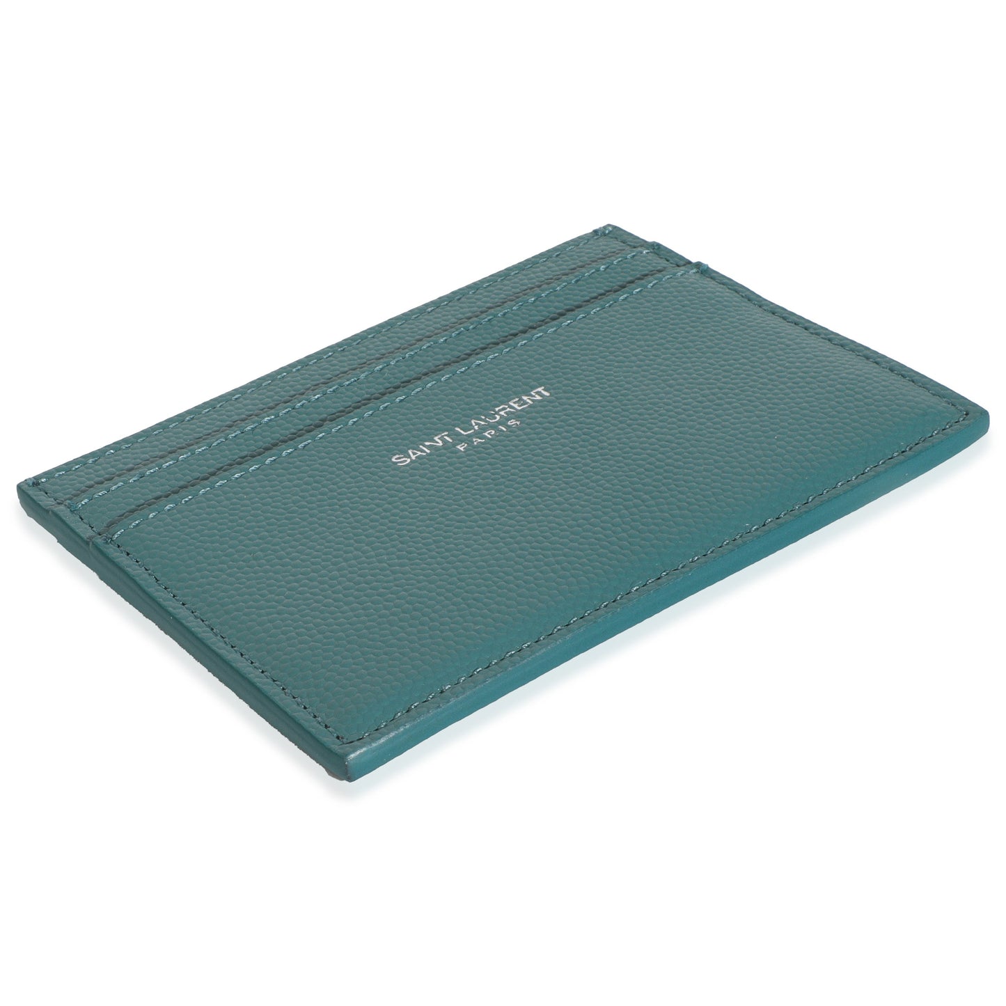 Saint Laurent Turquoise Grain De Poudre Credit Card Case