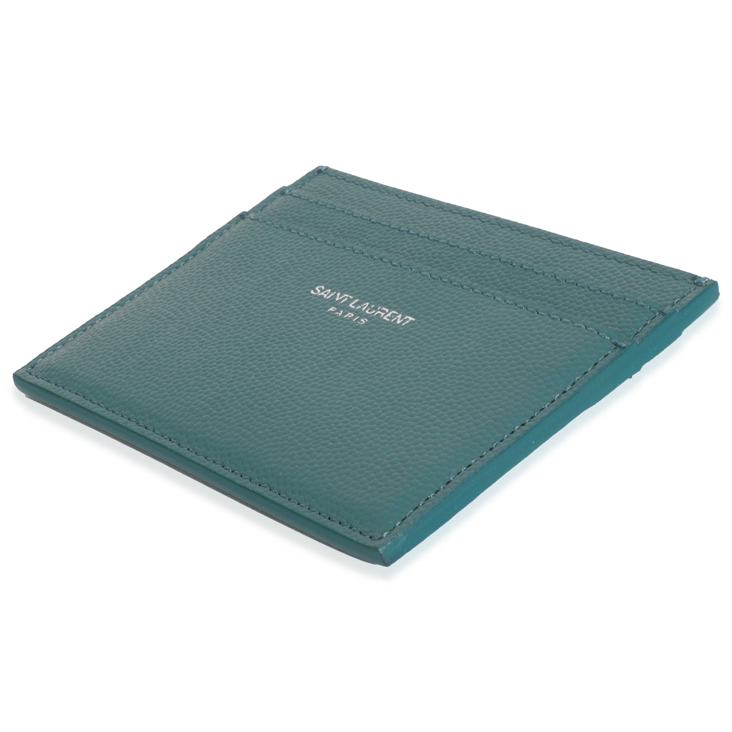 Saint Laurent Turquoise Grain De Poudre Credit Card Case