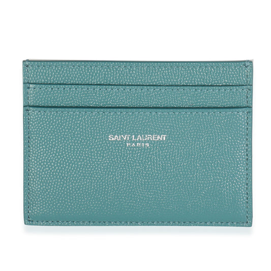 Saint Laurent Turquoise Grain De Poudre Credit Card Case