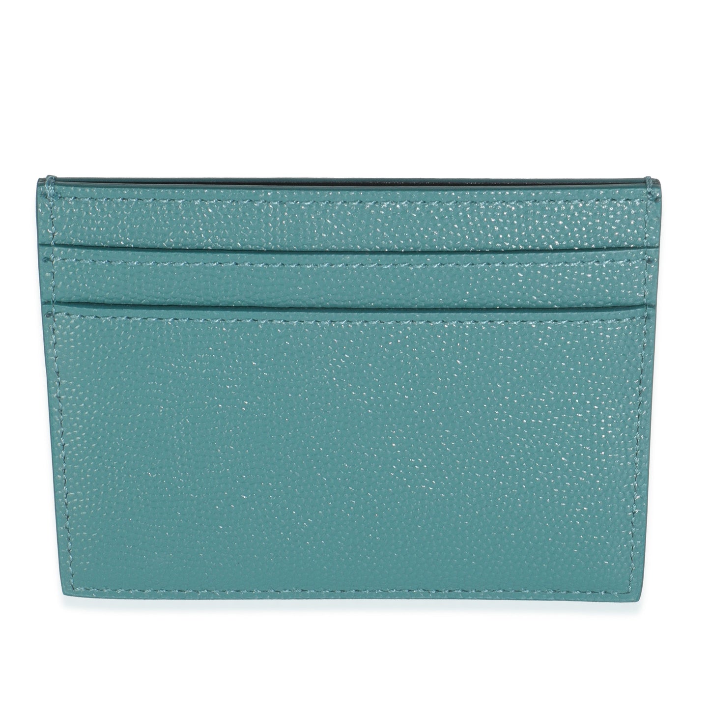 Saint Laurent Turquoise Grain De Poudre Credit Card Case