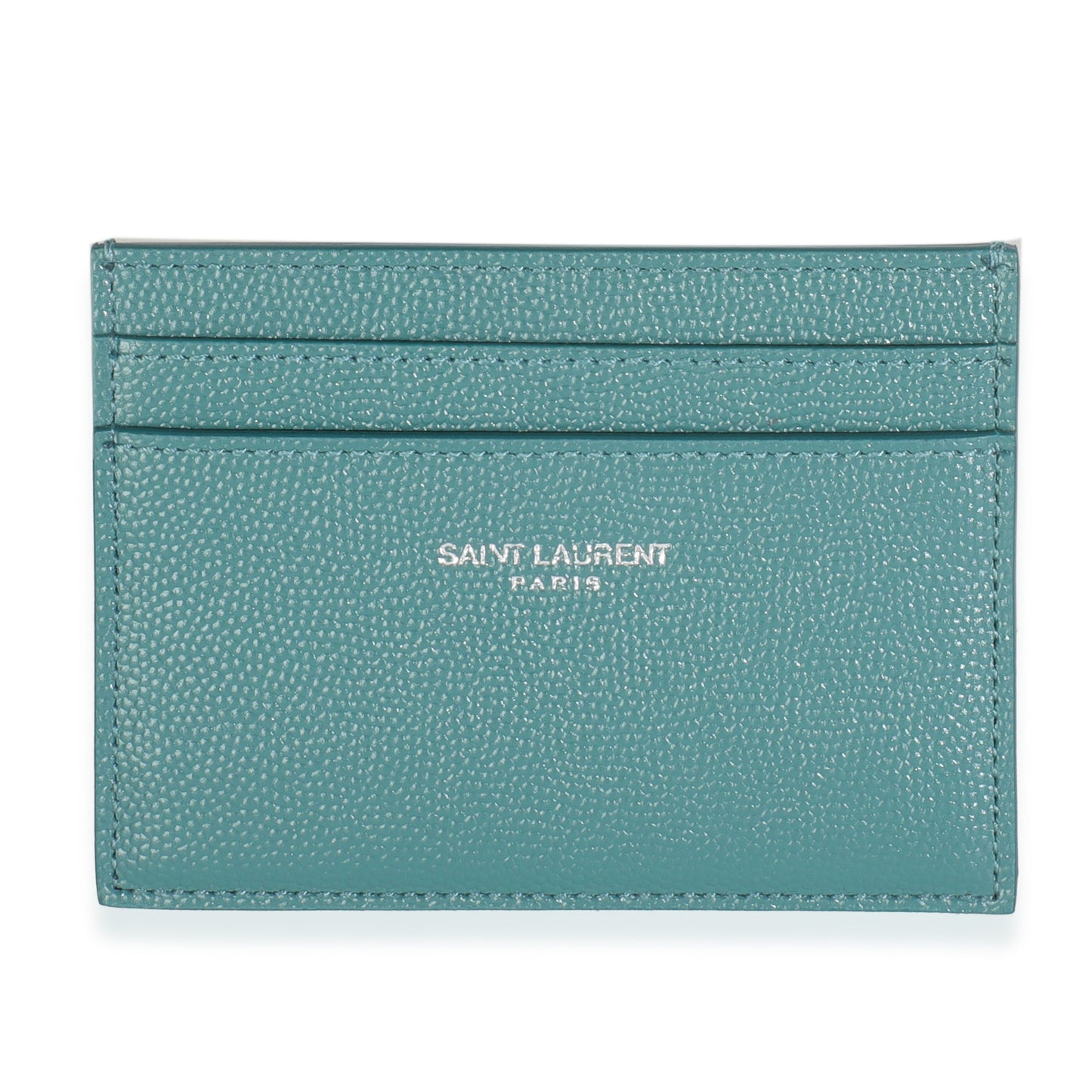 Saint Laurent Turquoise Grain De Poudre Credit Card Case